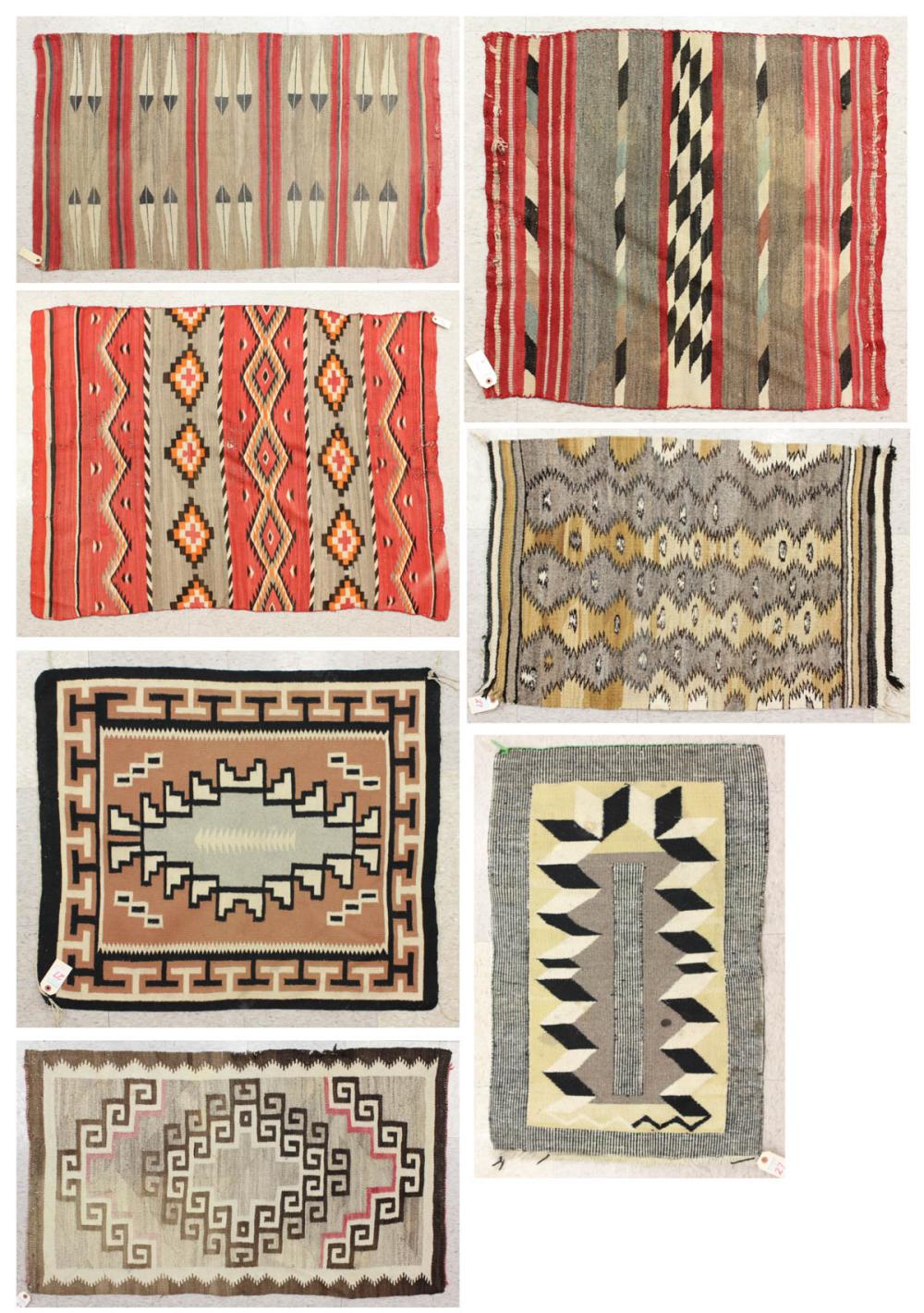 SEVEN NAVAJO WEAVINGS: 33" X 35"