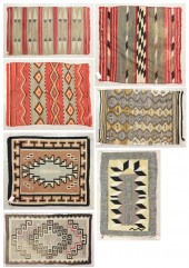 SEVEN NAVAJO WEAVINGS: 33" X 3