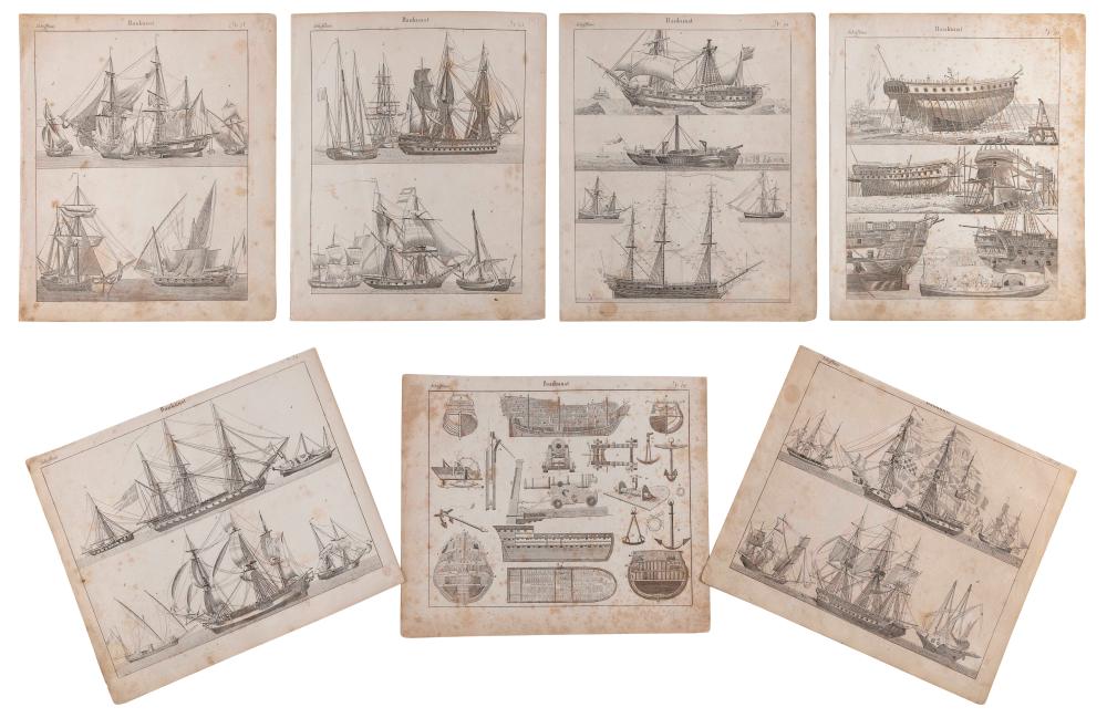 SEVEN NAVAL BOOKPLATE ENGRAVINGS