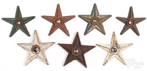 SEVEN PAINTED CAST IRON