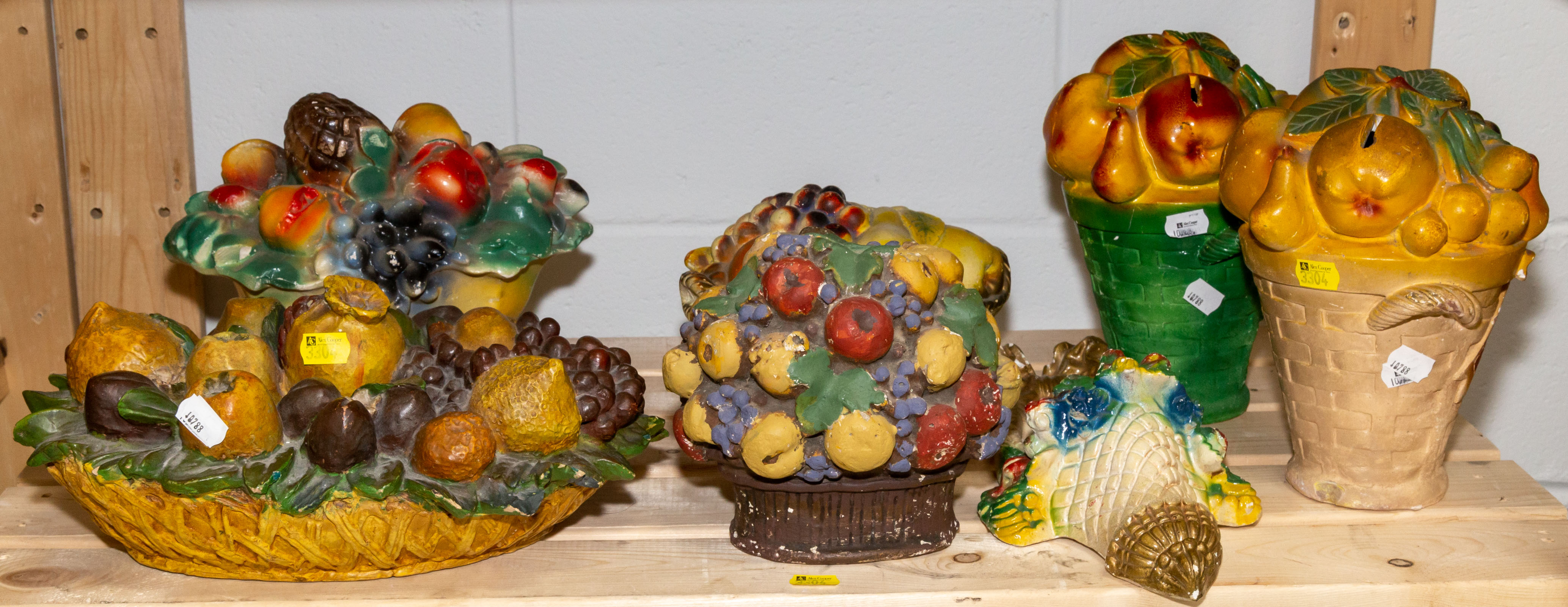 SEVEN PAINTED CHALKWARE