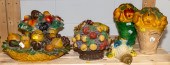 SEVEN PAINTED CHALKWARE DECORA