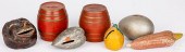 SEVEN PAINTED REDWARE BANKSSev