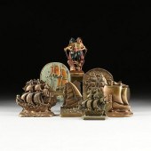 SEVEN PAIRS OF BOOKENDS WITH A