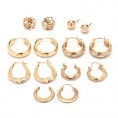 SEVEN PAIRS OF GOLD EARRINGS T
