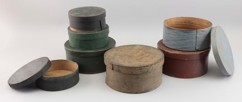 SEVEN PANTRY BOXES 19TH CENTURY