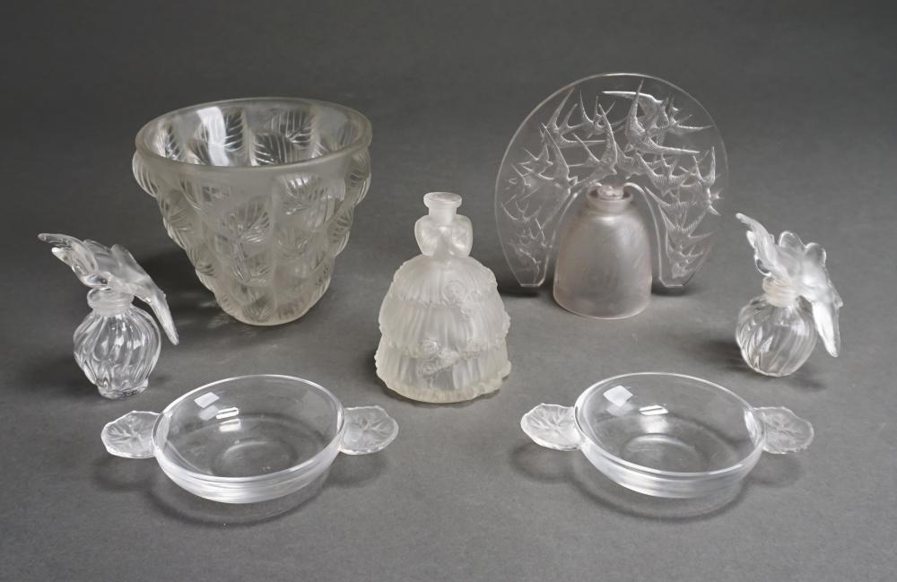 SEVEN PARTIAL FROSTED GLASS TABLE