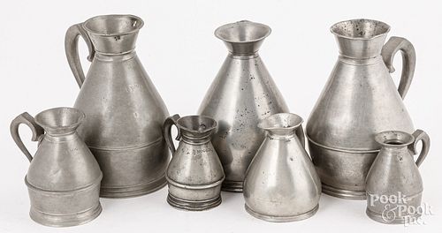 SEVEN PEWTER HAYSTACK MEASURESSeven