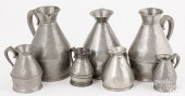 SEVEN PEWTER HAYSTACK MEASURES