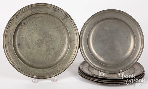 SEVEN PEWTER PLATESSeven pewter