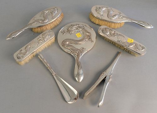 SEVEN PIECE CHINESES SILVER DRESSER