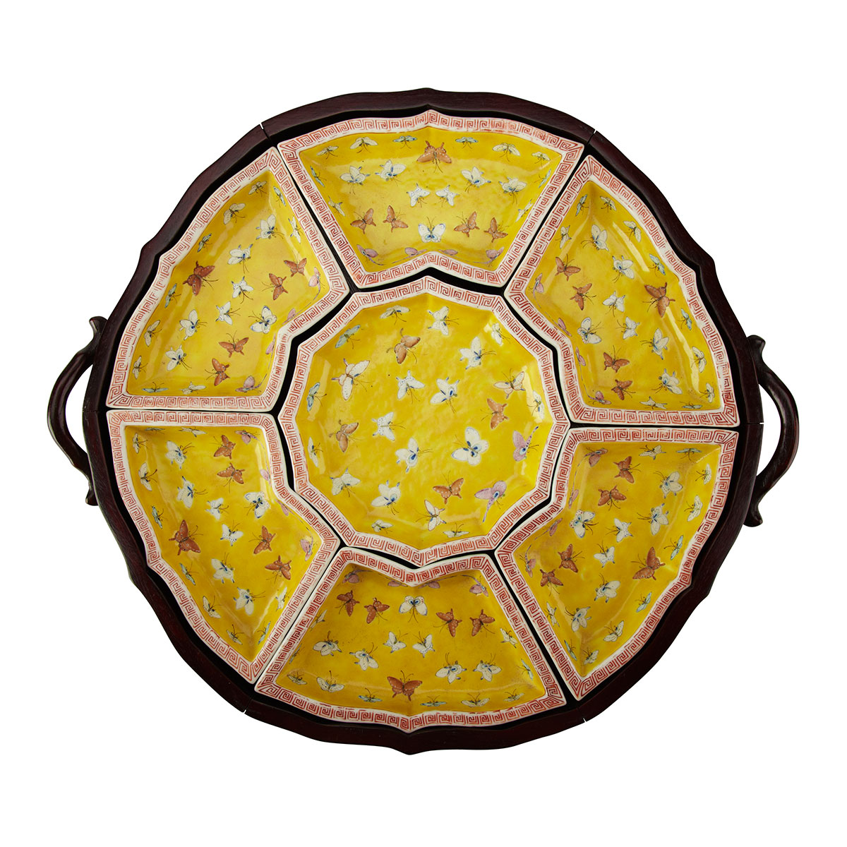 Seven-Piece Famille Rose Dish Set