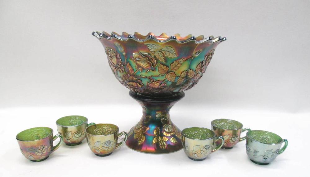 SEVEN PIECE FENTON CARNIVAL GLASS