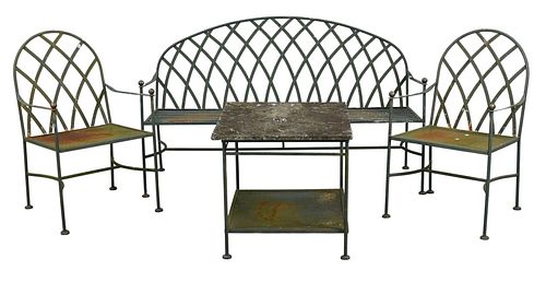 SEVEN PIECE IRON OUTDOOR SET,