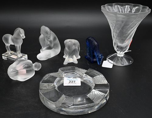 SEVEN PIECE LALIQUE, FRANCE CRYSTAL