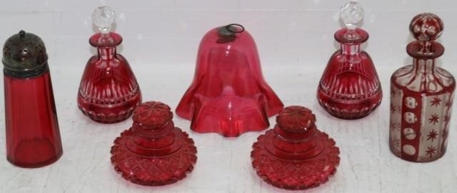 SEVEN-PIECE LATE 19TH C GLASS