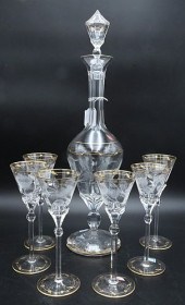 SEVEN PIECE MOSER DECANTER SET