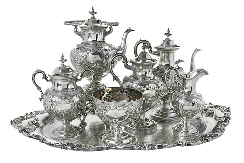 SEVEN PIECE STERLING TEA SERVICE