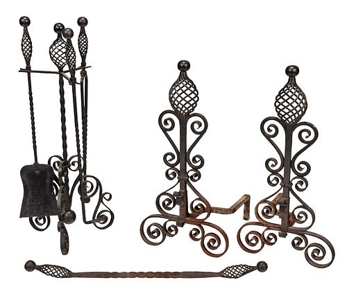 SEVEN PIECE WROUGHT IRON