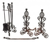 SEVEN PIECE WROUGHT IRON FIREP