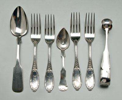 Seven pieces coin silver
