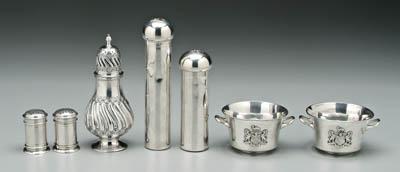 Seven pieces English silver: two