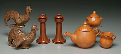Seven pieces Jugtown pottery: