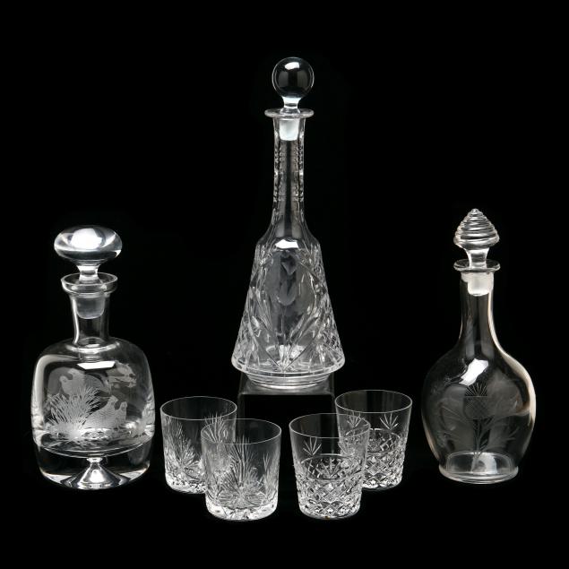 SEVEN PIECES OF ASSORTED CRYSTAL
