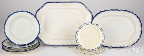 SEVEN PIECES OF BLUE FEATHER EDGE