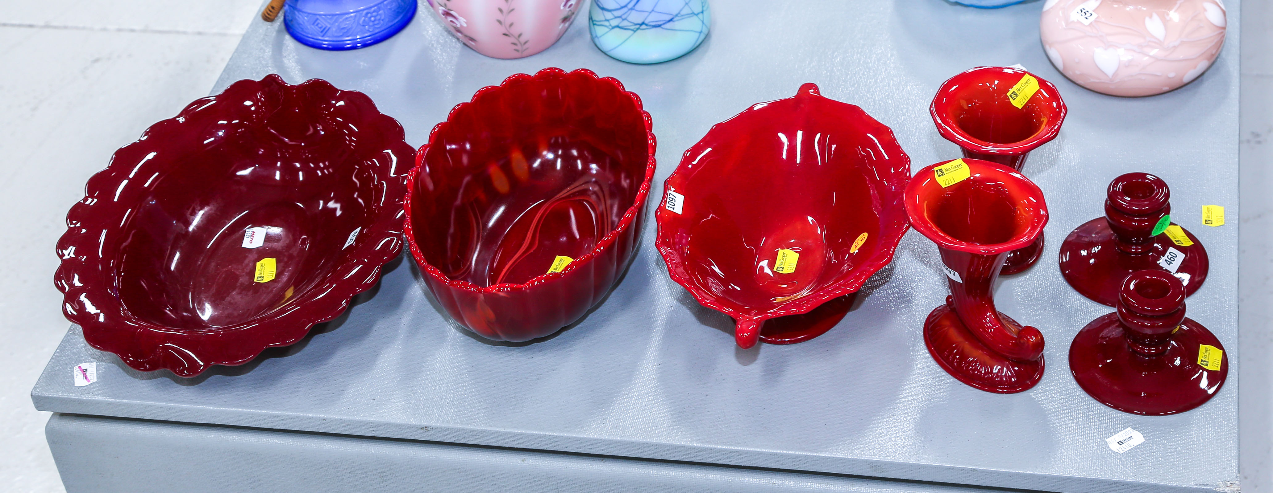 SEVEN PIECES OF FENTON ART GLASS