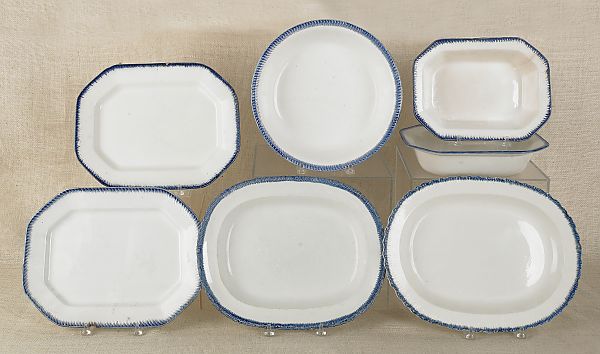 Seven pieces of Leeds porcelain