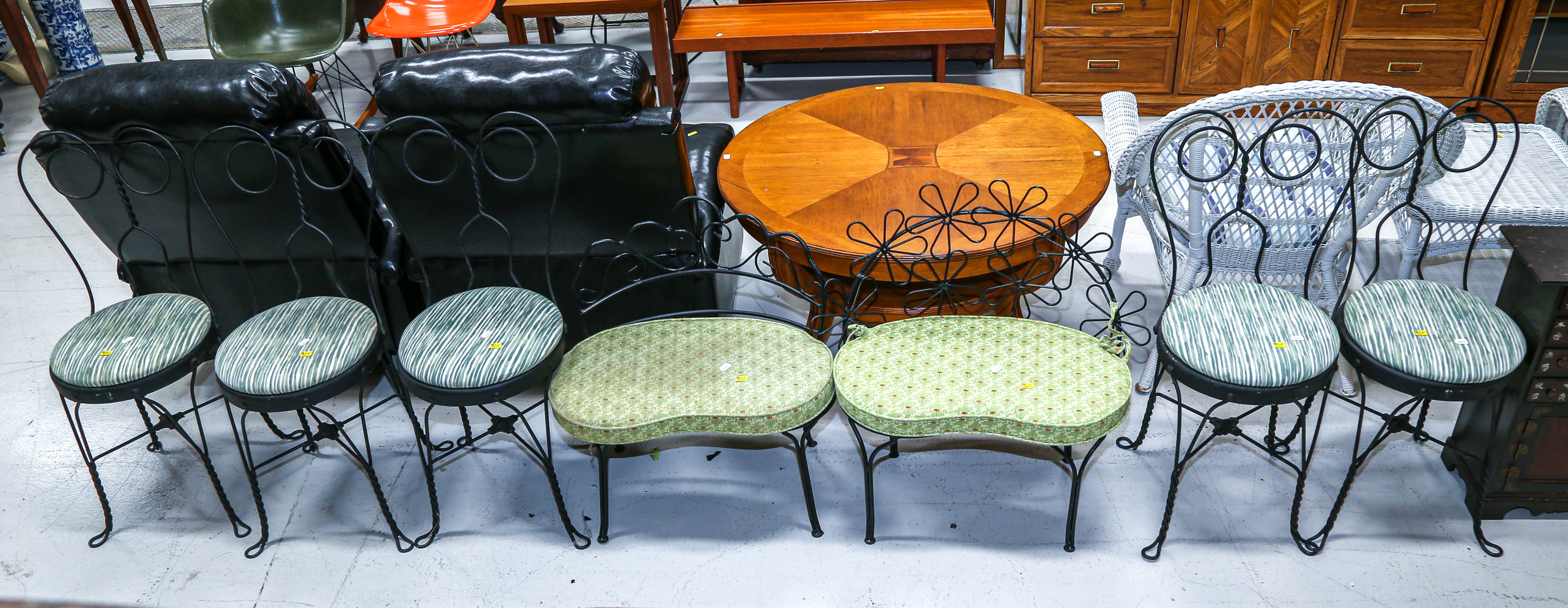 SEVEN PIECES OF OUTDOOR FURNITURE
