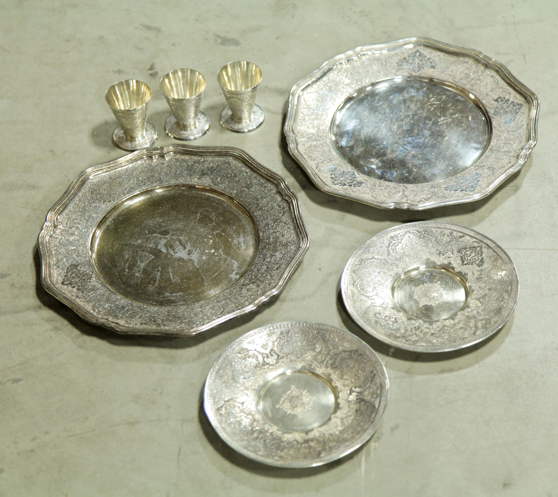 SEVEN PIECES OF PERSIAN SILVER. 