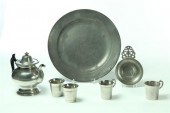 SEVEN PIECES OF PEWTER.  Ameri