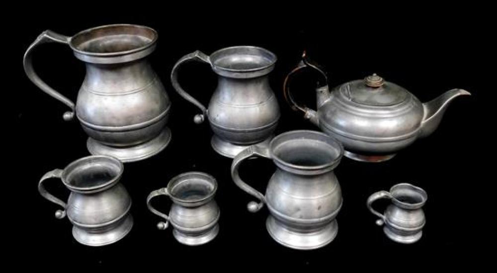 SEVEN PIECES OF PEWTER,