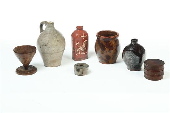 SEVEN PIECES OF POTTERY AND