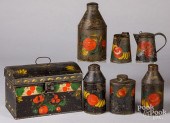 SEVEN PIECES OF TOLEWARE, 19TH
