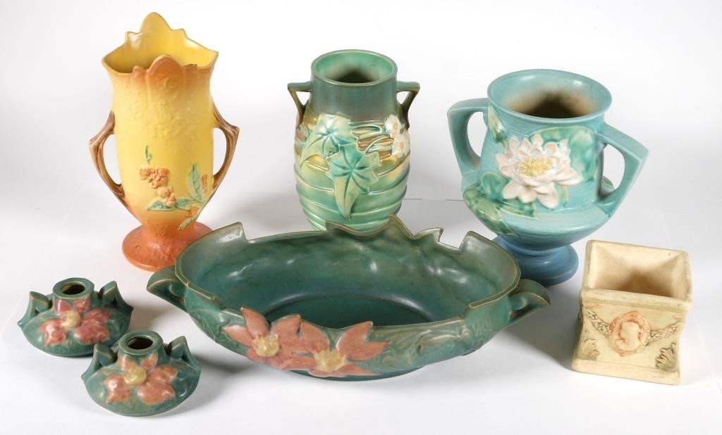 SEVEN PIECES OF VINTAGE ROSEVILLE