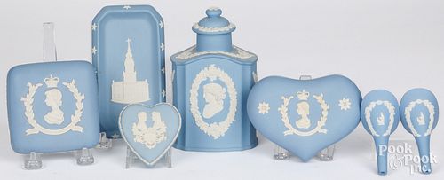 SEVEN PIECES OF WEDGWOOD LIGHT BLUE