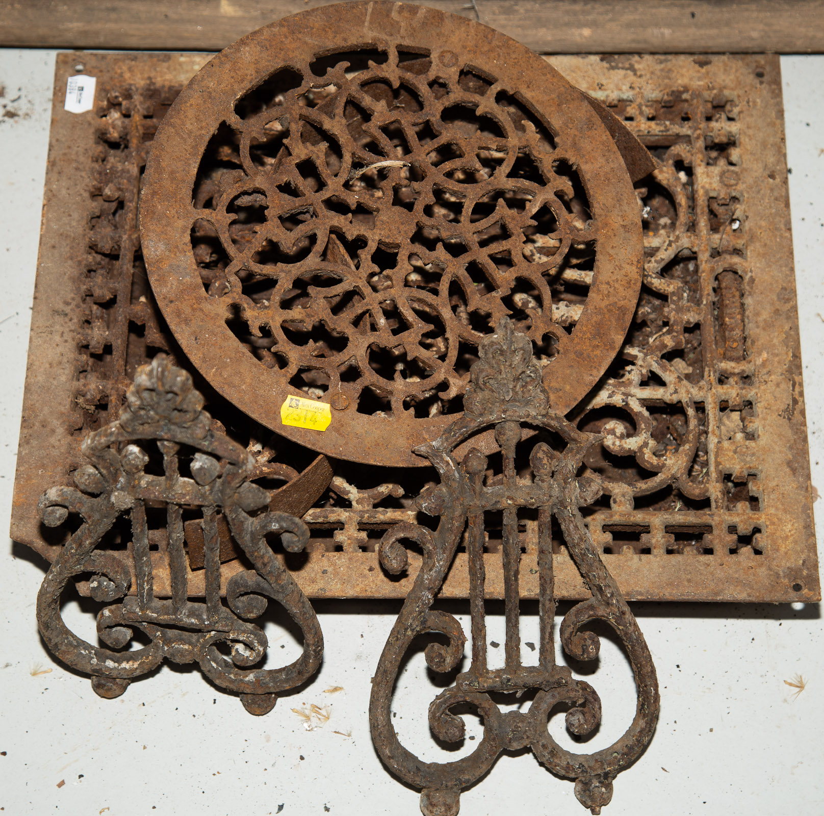 SEVEN PIECES OF WROUGHT IRON