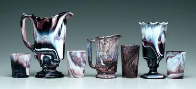 Seven pieces purple slag glass: 8