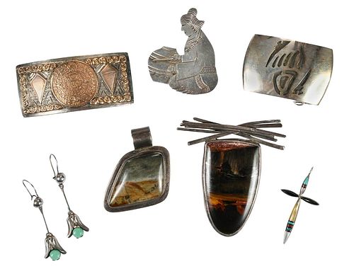 SEVEN PIECES SOUTHWESTERN SILVER