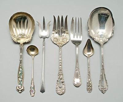 Seven pieces sterling flatware: