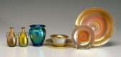 Seven pieces Steuben glass: bl