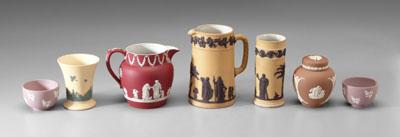 Seven pieces Wedgwood: crimson
