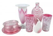 SEVEN PINK AND WHITE GLASS TAB