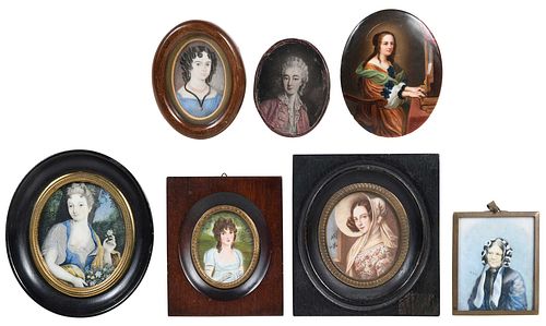 SEVEN PORTRAIT MINIATURES OF