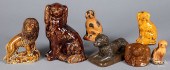 SEVEN POTTERY SPANIELS AND BAN