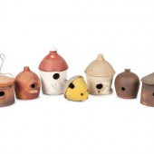 Seven Redware and Stoneware Bi