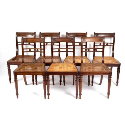 Seven Regency mahogany chairs,